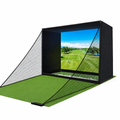 Golf Simulator Enclosure Net 10X8Ft Golf Practice Simulator with HD Impact Screen Kit & Sturdy EPE Foam-Filled Frame Golfs Cage Net with Safety Side Nets for Home Indoor Setup