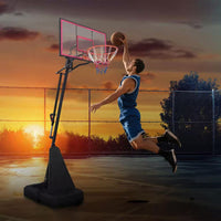 8 Ft. to 10 Ft. Black Metal Portable Basketball Hoop Height Adjustment with LED Lights