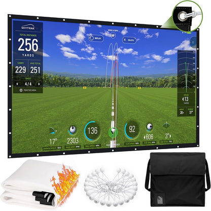 Golf Simulator Impact Screen, 4Mm 3D Mesh Golf Impact Screen with HD Visuals, Fireproof Golf Hitting Screen with Grommets for Garage/Home/Indoor