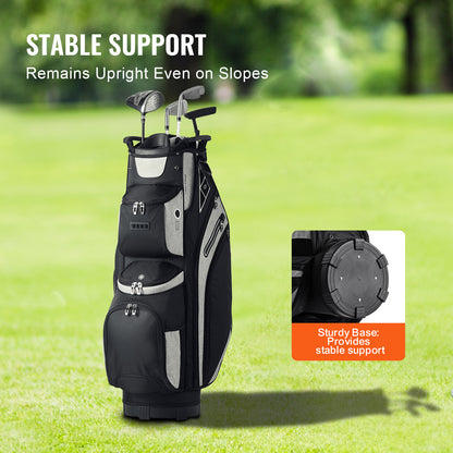 Golf Equipment Bag, 14 Compartment Organizer Top, 36” with 13 Storage Spaces, Robust Golf Gear Bag with Handles, Dust Shield, Removable Straps for Both Genders, Black Mixed Shades