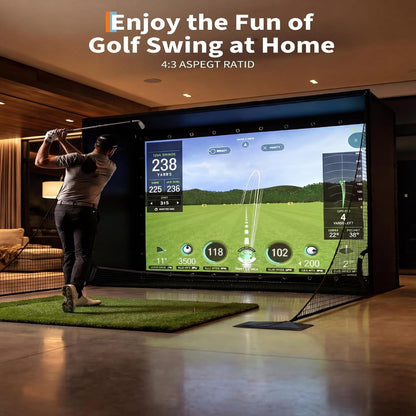 11 X 8 Ft Golf Simulator Enclosure Package, 4K-Compatible Impact Screen with Blackout Cage, Frame Poles, Side Nets, Bottom Fence Mesh and Sandbags, for Indoor or Garage Practice