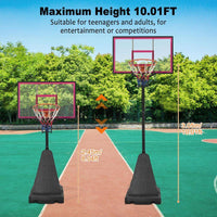 8 Ft. to 10 Ft. Black Metal Portable Basketball Hoop Height Adjustment with LED Lights