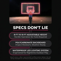 8 Ft. to 10 Ft. Black Metal Portable Basketball Hoop Height Adjustment with LED Lights — Results & Stats