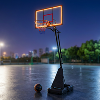 8 Ft. to 10 Ft. Black Metal Portable Basketball Hoop Height Adjustment with LED Lights — Studio Shot