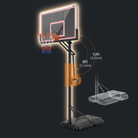 8 Ft. to 10 Ft. Black Metal Portable Basketball Hoop Height Adjustment with LED Lights — How It Works