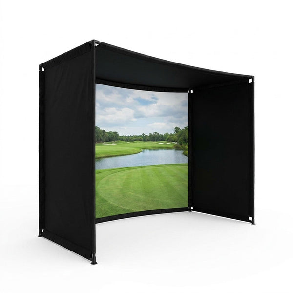 DIY Golf Simulator Impact Screen Frame Enclosure Kit Set, Use with Simulators, Durable Fabric with Velcro, Reinforced Black Border, 9.8'X9.8'X4.9' — Studio Shot
