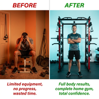 Multi-Power Rack for Home Gym Sport Bodybuilding Equipment Metal Cable Crossover Multifunctional Smith Machine — Before & After