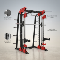 Power Rack Built for Home Gym Training, Metal Construction, Cable Crossover, Smith Machine Functions — infographic