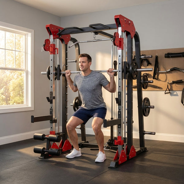 Power Rack Built for Home Gym Training, Metal Construction, Cable Crossover, Smith Machine Functions