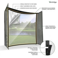 DIY Golf Simulator Impact Screen Frame Enclosure Kit Set, Use with Simulators, Durable Fabric with Velcro, Reinforced Black Border, 9.8'X9.8'X4.9' — How It Works