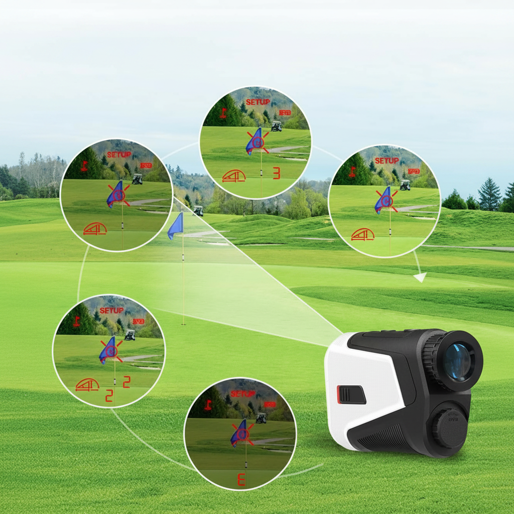 Red OLED Display Golf Rangefinder with Slope, Ultra-Clear 1200 Yards 7X Magnification Laser Range Finder, Magnetic/Flag Pole Locking Vibration