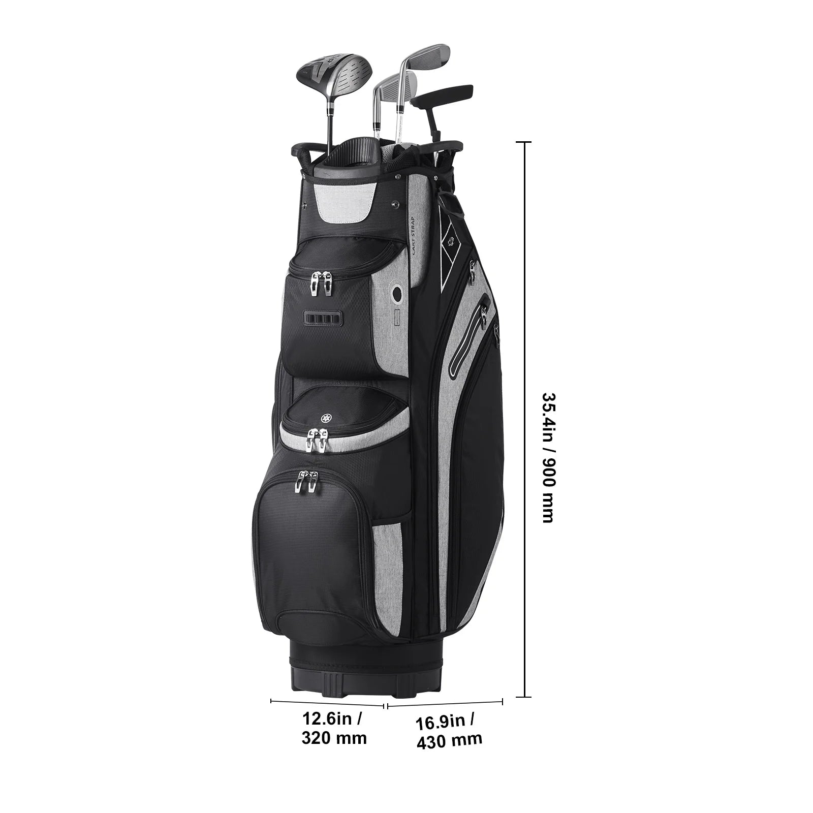 Golf Equipment Bag, 14 Compartment Organizer Top, 36” with 13 Storage Spaces, Robust Golf Gear Bag with Handles, Dust Shield, Removable Straps for Both Genders, Black Mixed Shades