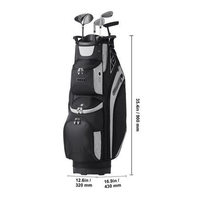 Golf Equipment Bag, 14 Compartment Organizer Top, 36” with 13 Storage Spaces, Robust Golf Gear Bag with Handles, Dust Shield, Removable Straps for Both Genders, Black Mixed Shades