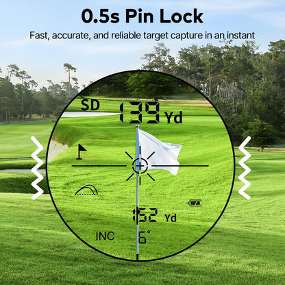Golf Range Finder with Slope, 1200 Yards Rechargeable Range Finder Golf, 7X Magnification, Flag Lock Vibration, Magnetic Mount,±1 Yard Accuracy, Waterproof, Ideal for Golfing & Hunting