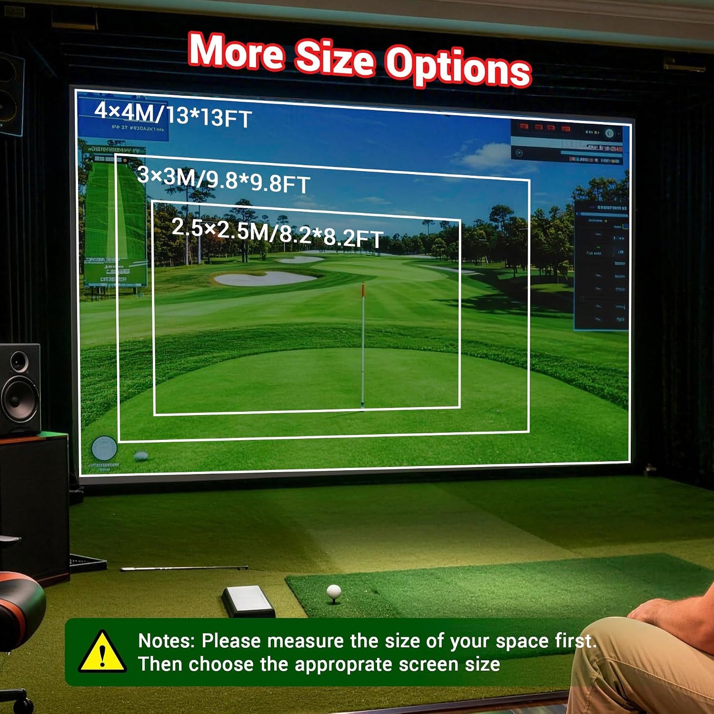 Golf Simulator Impact Screen, 4Mm 3D Mesh Golf Impact Screen with HD Visuals, Fireproof Golf Hitting Screen with Grommets for Garage/Home/Indoor