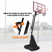 8 Ft. to 10 Ft. Black Metal Portable Basketball Hoop Height Adjustment with LED Lights