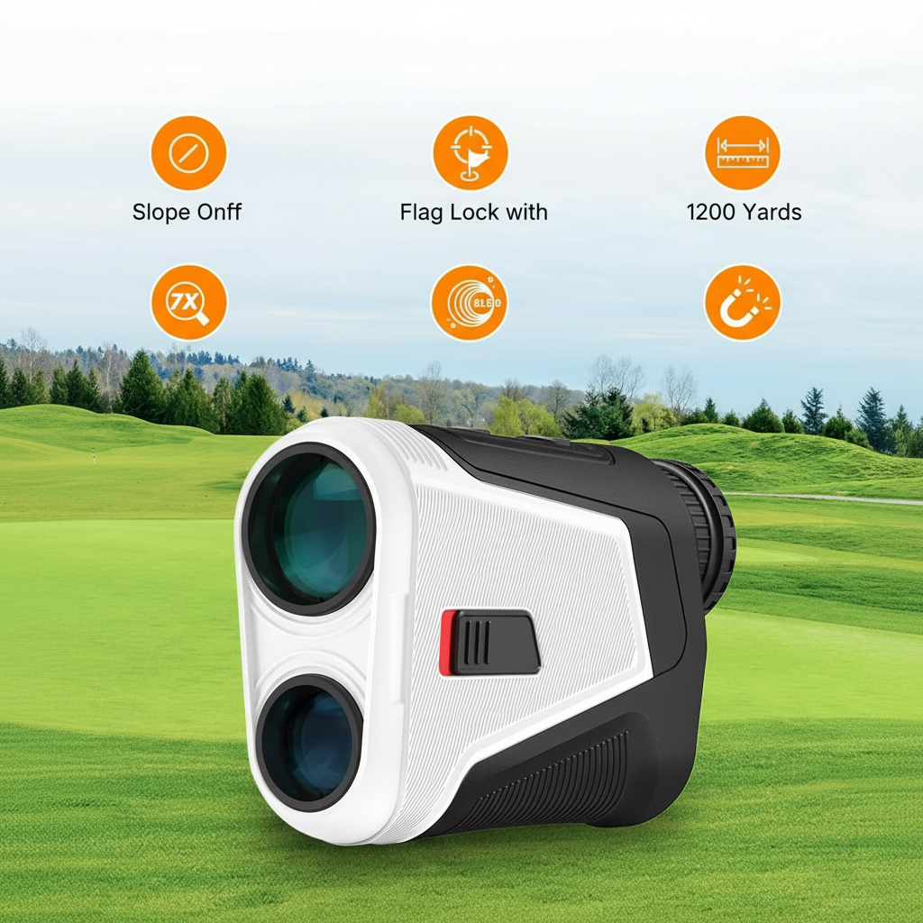 Red OLED Display Golf Rangefinder with Slope, Ultra-Clear 1200 Yards 7X Magnification Laser Range Finder, Magnetic/Flag Pole Locking Vibration
