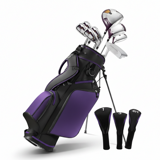 Golf Clubs Womens Golf Clubs 8 Pieces Golf Club Set with Head Cover Stand Bag Includes #1 Driver & #3 Fairway Wood & #4 Hybrid & #7#8#9#P Irons