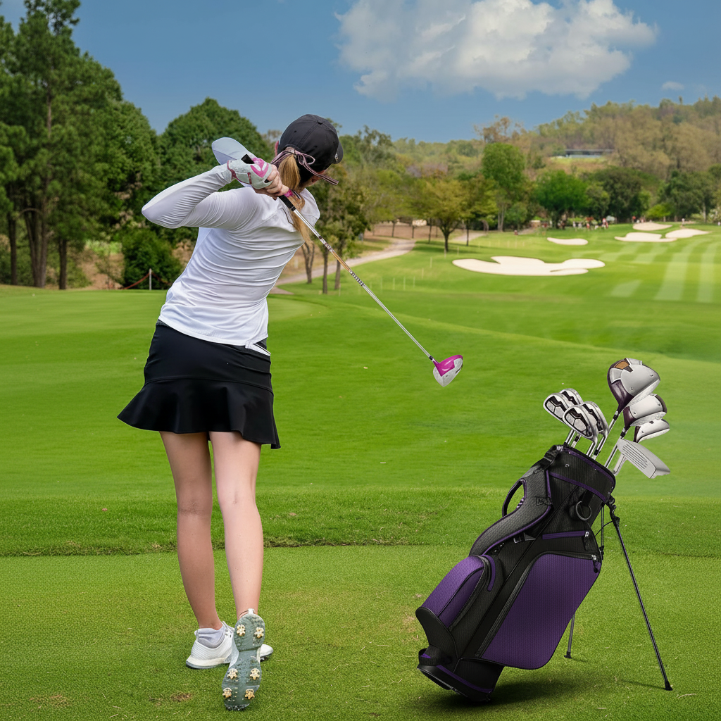 Golf Clubs Womens Golf Clubs 8 Pieces Golf Club Set with Head Cover Stand Bag Includes #1 Driver & #3 Fairway Wood & #4 Hybrid & #7#8#9#P Irons